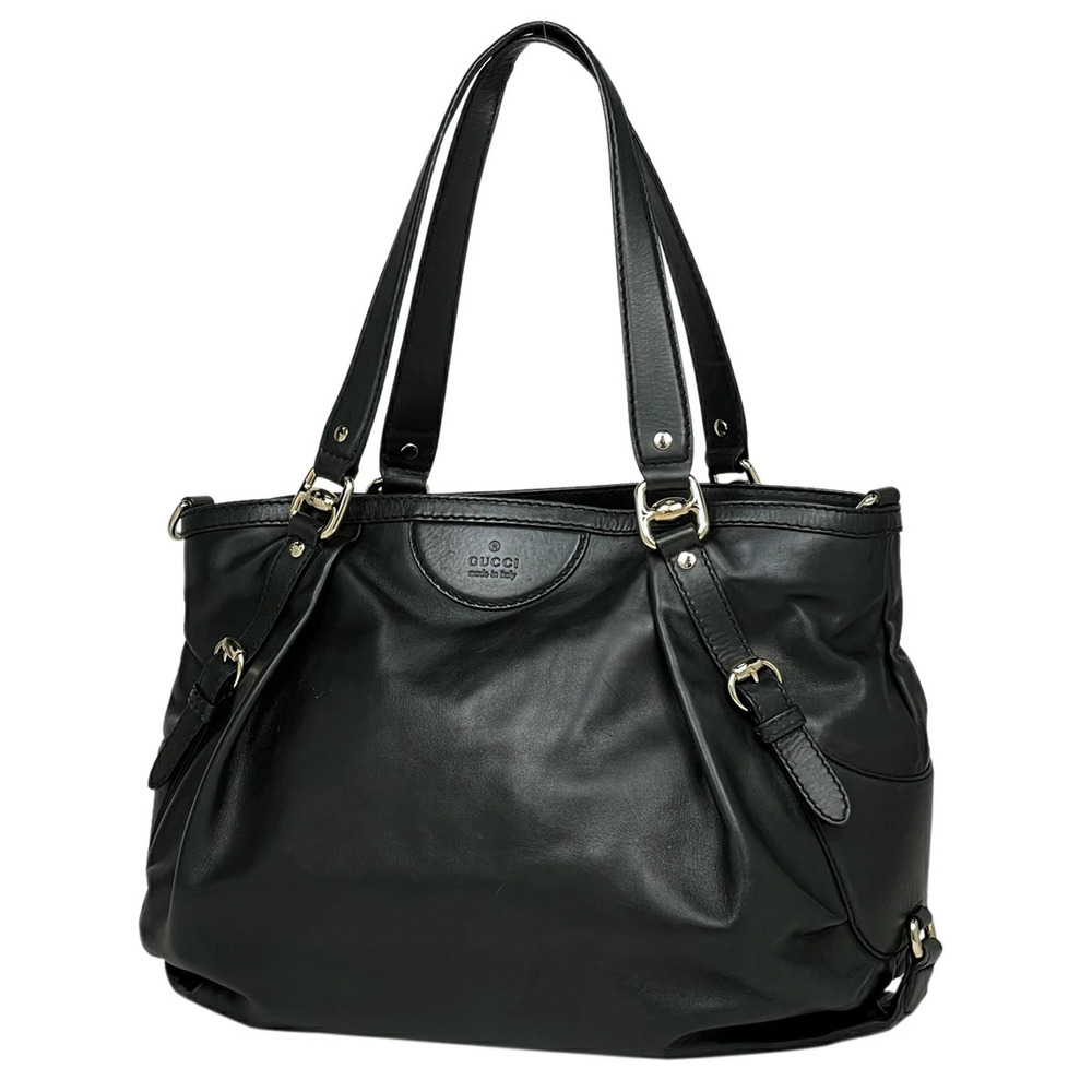 Gucci logo tote bag shoulder leather black